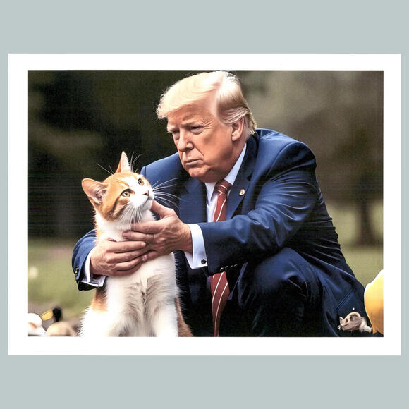 Other - #0196  Trump Caressing A Cat 4x6 Version Glossy Photo Fast Ship